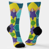 幾何カラフル抽象芸術パターン ソックス (傾斜あり)