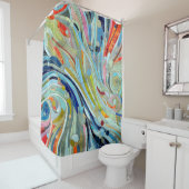 幾何カラフル抽象芸術モザイクアート シャワーカーテン (インサイチュ)