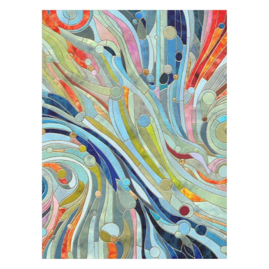 幾何カラフル抽象芸術モザイクアート テーブルクロス (正面)