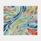 幾何カラフル抽象芸術モザイクアート フリースブランケット (正面(横))