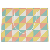 幾何カラフル抽象芸術三角形パターン ラージペーパーバッグ (正面)