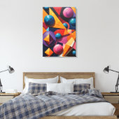 幾何カラフル抽象芸術 キャンバスプリント (インサイチュ (寝室))