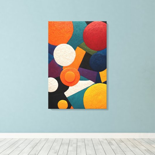 幾何カラフル抽象芸術 キャンバスプリント (インサイチュ (ウッドフロア))