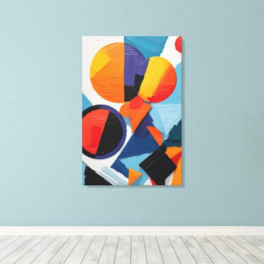 幾何カラフル抽象芸術 キャンバスプリント (インサイチュ (ウッドフロア))