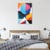 幾何カラフル抽象芸術 キャンバスプリント (インサイチュ (寝室))
