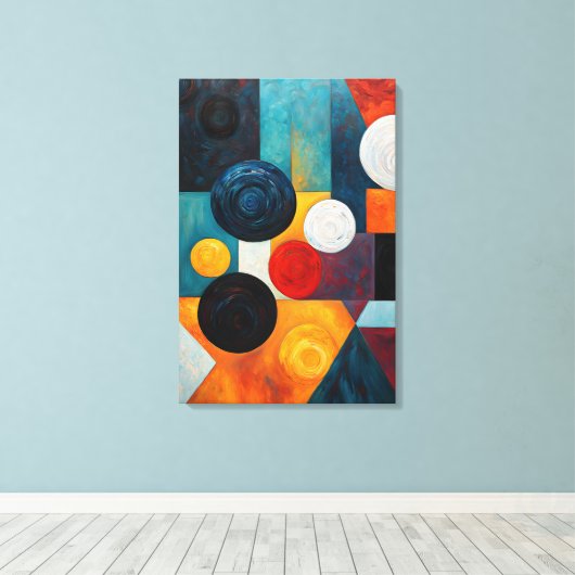 幾何カラフル抽象芸術 キャンバスプリント (インサイチュ (ウッドフロア))