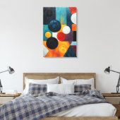 幾何カラフル抽象芸術 キャンバスプリント (インサイチュ (寝室))