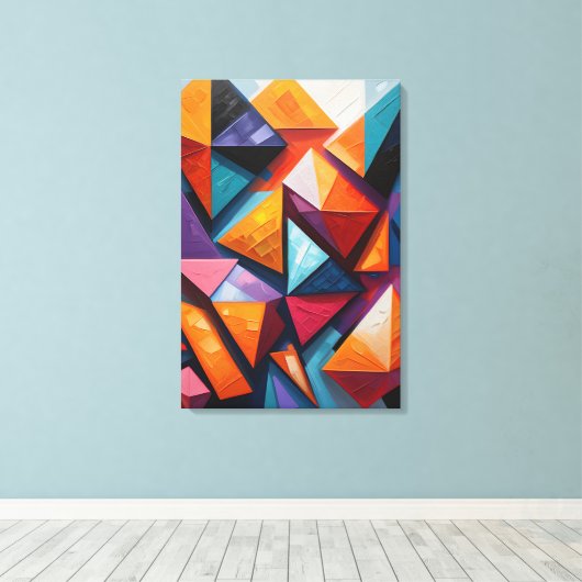 幾何カラフル抽象芸術 キャンバスプリント (インサイチュ (ウッドフロア))