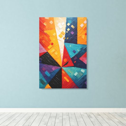 幾何カラフル抽象芸術 キャンバスプリント (インサイチュ (ウッドフロア))