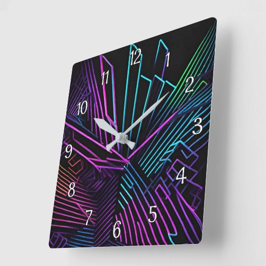 幾何カラフル抽象芸術 スクエア壁時計 (傾斜)