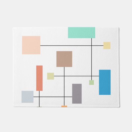 幾何カラフル抽象芸術 ドアマット (正面)