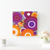 幾何カラフル時計 スクエア壁時計 (ホーム)