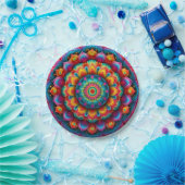 幾何カラフル曼荼羅パターン–342678 ペーパープレート (パーティー)