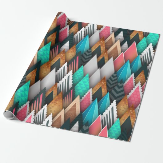 幾何カラフル木、森、自然 ラッピングペーパー (アンロールド)