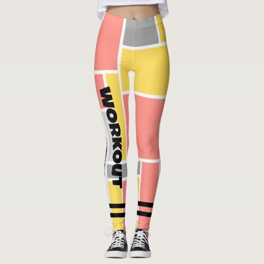 幾何カラフル柄lキュイユニークトレーニング レギンス (正面)