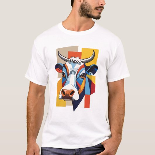 幾何カラフル牛 Tシャツ (正面)