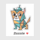 幾何カラフル犬 シール (シート)