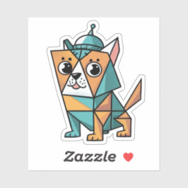 幾何カラフル犬 シール