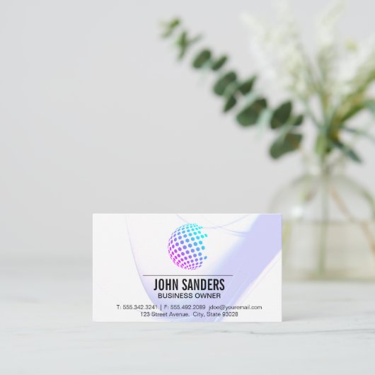 幾何カラフル球 名刺 (スタンド正面)