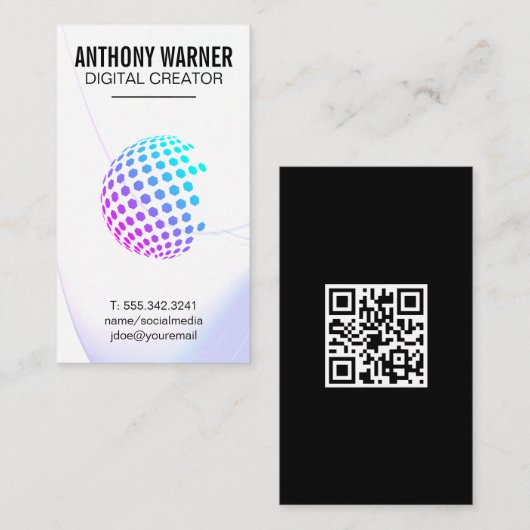幾何カラフル球 | QRコード 名刺 (正面/裏面)