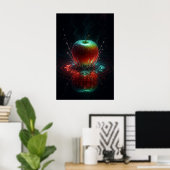 幾何カラフル的エネルギーリングや輪でのAppleスプラッシュ ポスター (ホームオフィス)