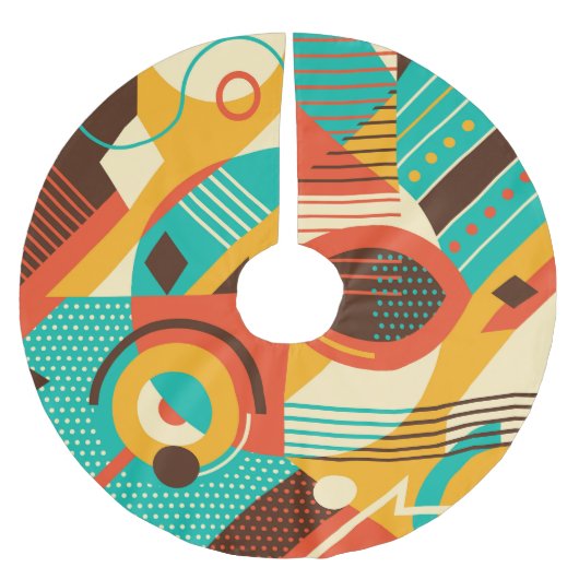 幾何カラフル的レトロ：ヴィンテージ抽象化。 ブラッシュドポリエステルツリースカート (正面)