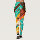 幾何カラフル的レトロ:ヴィンテージ抽象化。 レギンス (裏面)