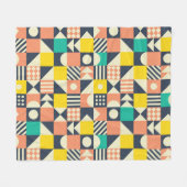 幾何カラフル継ぎ目パターン フリースブランケット (正面(横))