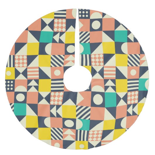 幾何カラフル継ぎ目パターン ブラッシュドポリエステルツリースカート (正面)