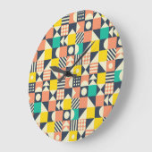 幾何カラフル継ぎ目パターン ラージ壁時計 (傾斜)