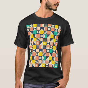 幾何カラフル継ぎ目パターン Tシャツ