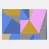 幾何カラフル色ブロックパターンピンクブルー ラッピングペーパーシート (正面)