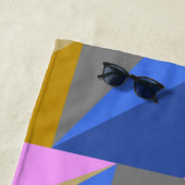 幾何カラフル色ブロックパターン名前をカスタムする ビーチタオル (インサイチュ)