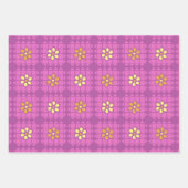 幾何カラフル花模様格子状効果 ラッピングペーパーシート (正面3)