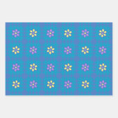 幾何カラフル花模様格子状効果 ラッピングペーパーシート (正面2)