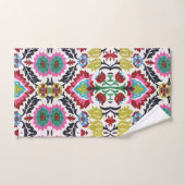 幾何カラフル花模様(明るい模様) バスタオルセット (ハンドタオル)