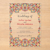 幾何クラシカル曼荼羅パタ結婚ーン アクリル招待状 (正面)