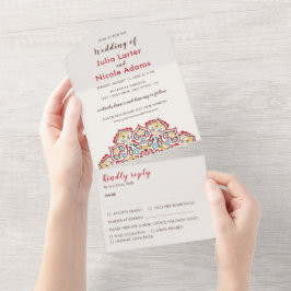 幾何クラシカル曼荼羅パタ結婚ーン オールインワン招待状