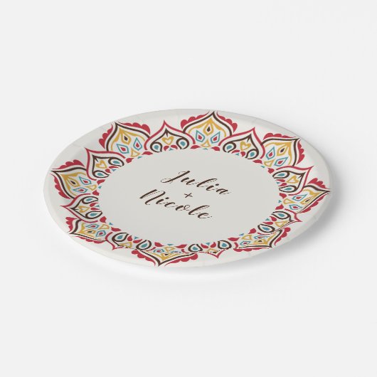 幾何クラシカル曼荼羅パタ結婚ーン ペーパープレート (アングル)