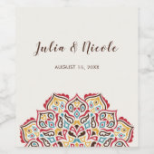 幾何クラシカル曼荼羅パタ結婚ーン ワインラベル (シングルラベル)