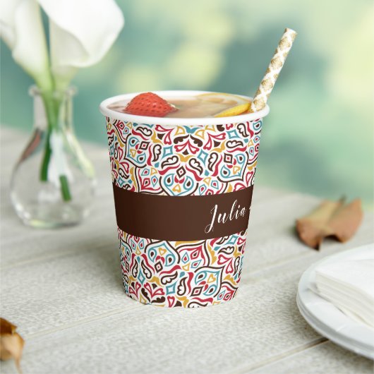 幾何クラシカル曼荼羅パタ結婚ーン 紙コップ (インサイチュ)