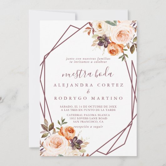 幾何クラシックフローラシックボホ 招待状 (正面)