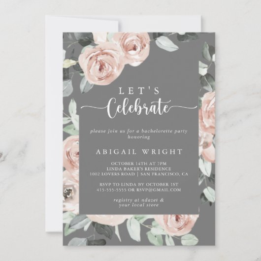 幾何クラシックフローラレッツ祝パーティー 招待状 (正面)