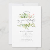 幾何クリスタルグリーンのエンゲージメントパーティー 招待状 (正面)