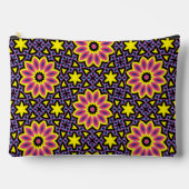 幾何クールカラフルレトロ花模様 アクセサリーポーチ (正面)