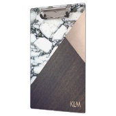 幾何クール大理石木材バラ金ゴールドモノグラム クリップボード (左)