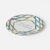 幾何グラムカラー&金ゴールドシカスタムックパーティー ペーパープレート (アングル)