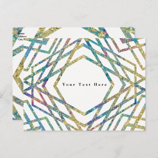 幾何グラムカラー&金ゴールドシカスタムックパーティー 案内ポストカード (正面/裏面)