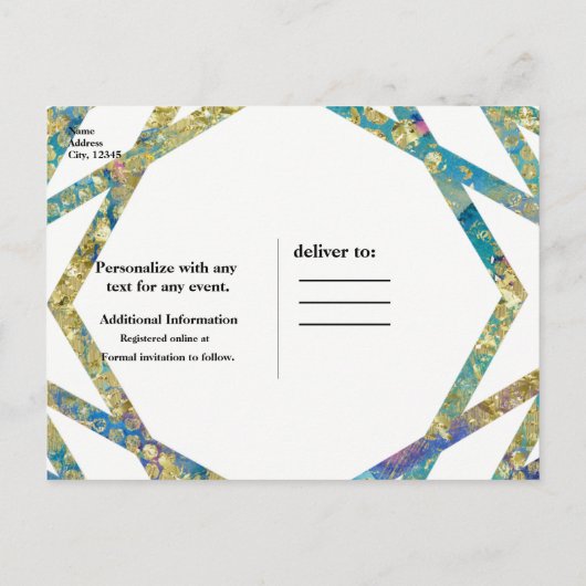 幾何グラムカラー&金ゴールドシカスタムックパーティー 案内ポストカード (裏面)