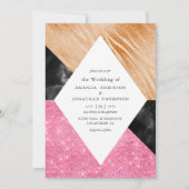 幾何グラムフェイクグリッターマーブル結婚ズ 招待状 (正面)